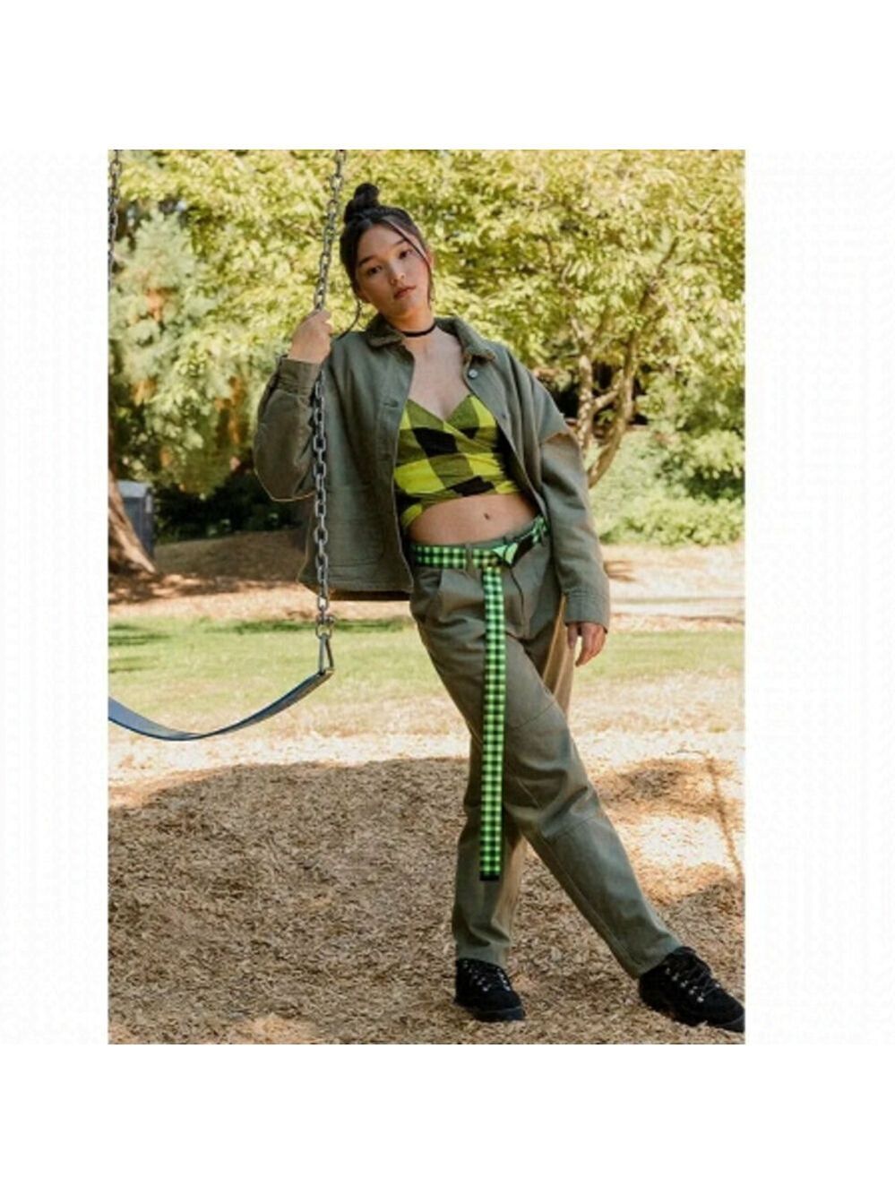 BP + Wildfang BNWT Green Jeans Sz 28 Plus Size New